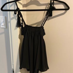 BLUSH black tank, tie straps